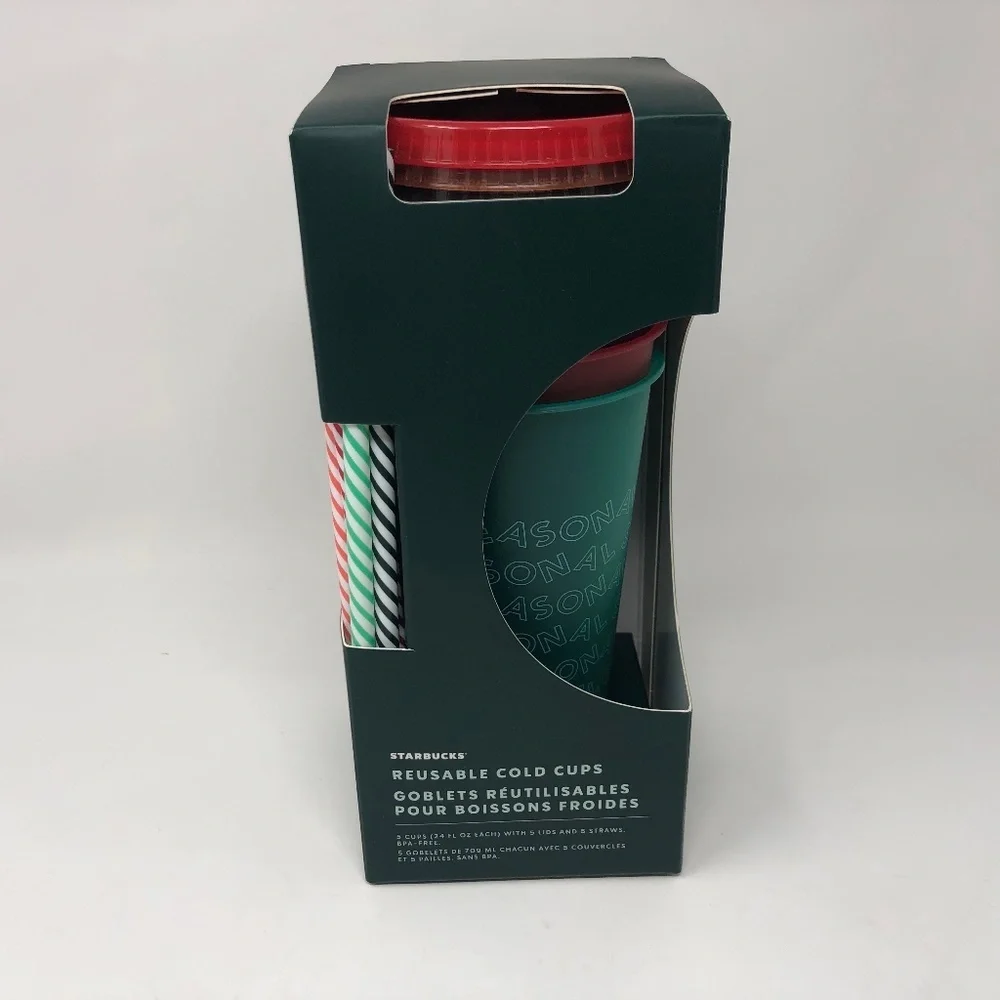 Starbucks Holiday 2019 Reusable Cold Cups Straws